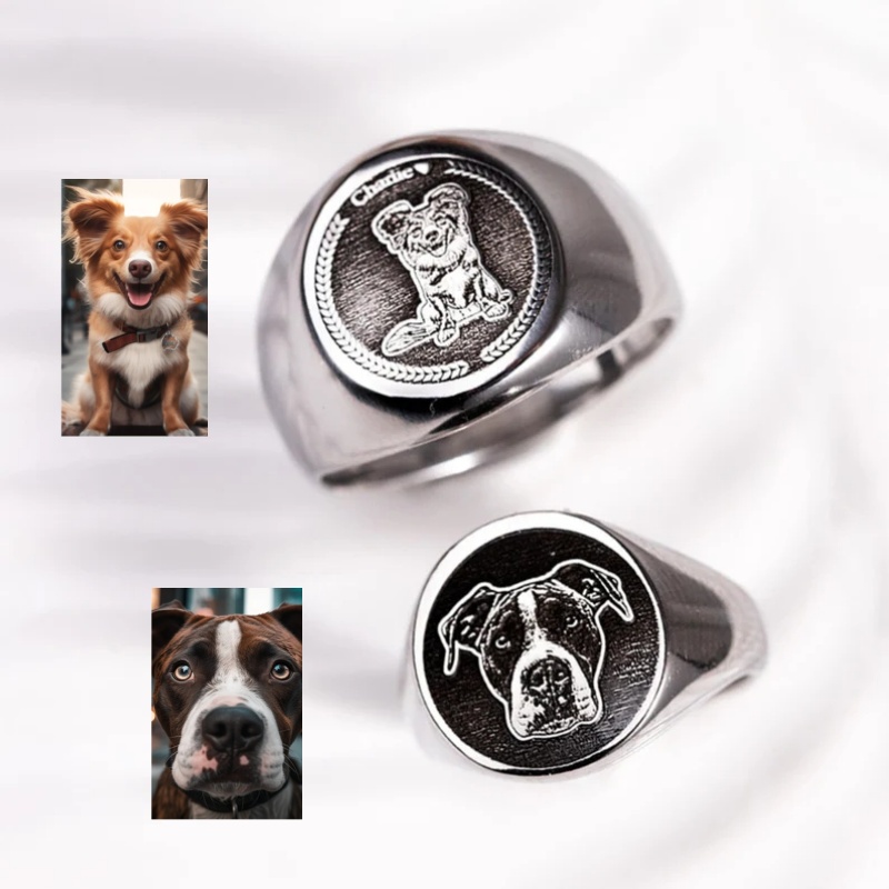 Signet Ring Men - Anello con incisione personalizzata per uomo,