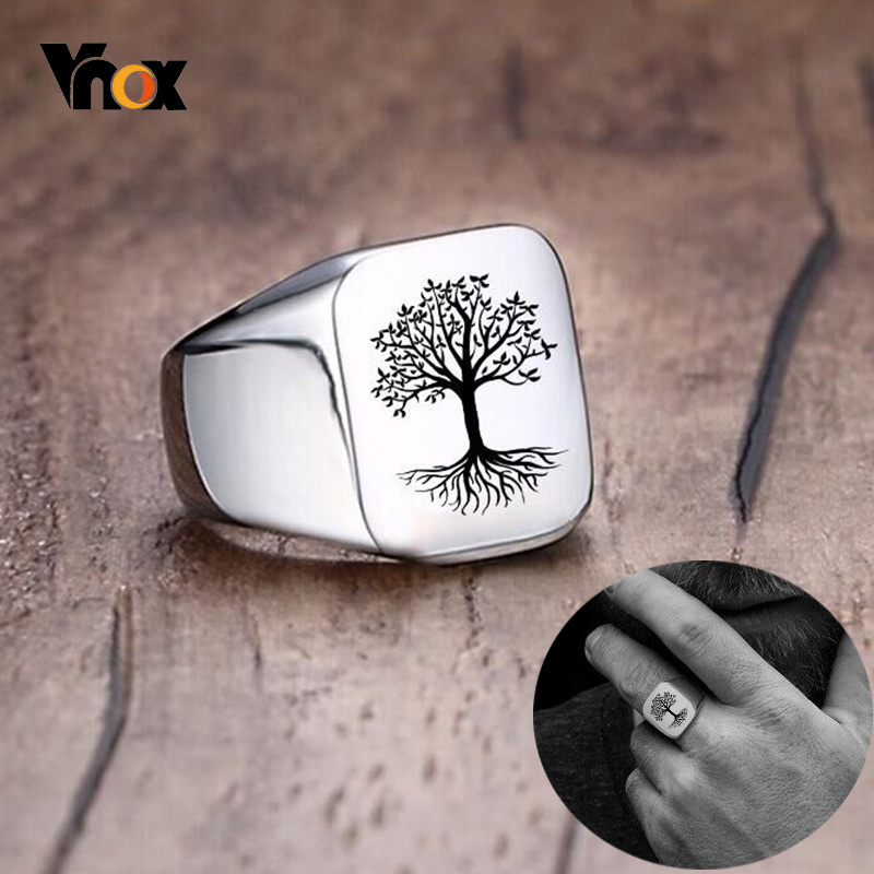 Signet Ring Men - Vnox Rock Punk Albero della vita