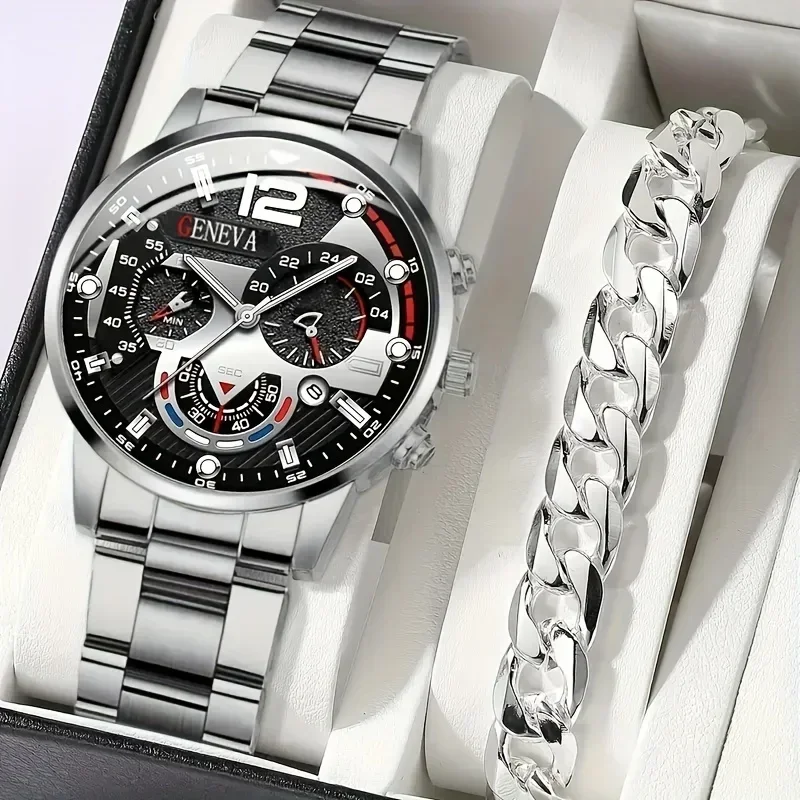 Men Accessories Elegant - Set di 2 Orologi al Quarzo