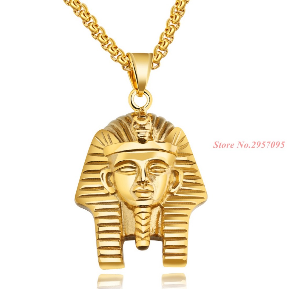 Men Accessories Egypt - Faraone egiziano Pendente Dell'annata Dell'oro Dell'acciaio