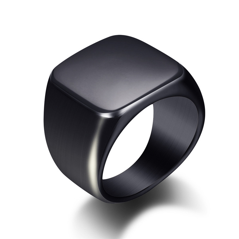 Signet Ring Men - Moda uomo nero liscio anelli in