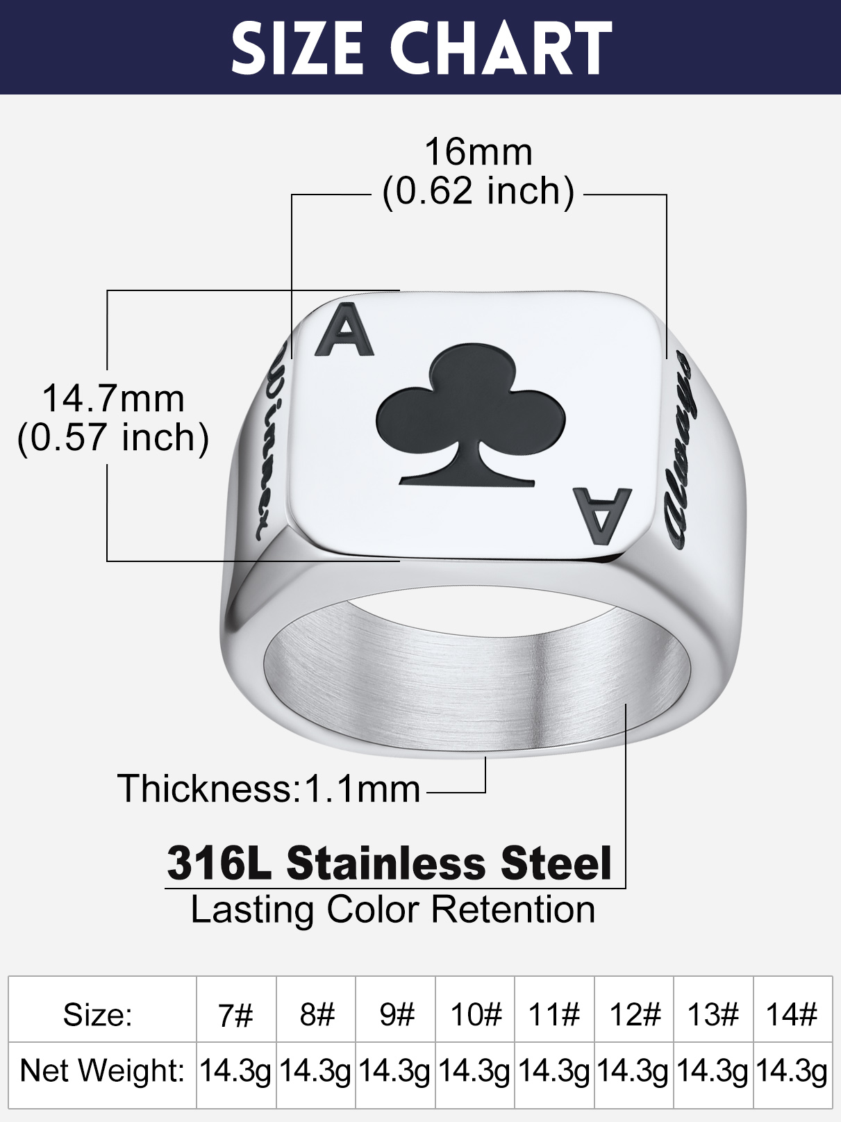 U7 Anelli di carte da poker in - Signet Ring Men recensione e prezzo